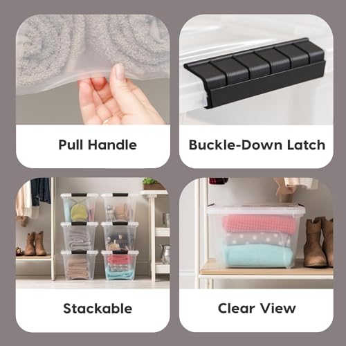 IRIS USA 4-Pack 19 Quart Storage Bins with Lids, Clear | Transparent design makes contents easy to find. Great for linens, décor, closet storage, and supplies, Nestable - color: Clear, size: 19 Qt, style: 4 Pack