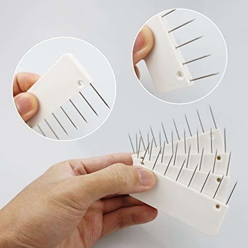 LAMXD 8 Pins Knit Blocking Pins Kit,Knit Blocking Combs – 24 Combs for Blocking Knitting, Crochet, Lace or Needlework Projects – for use with Blocking Mats for Knitting Mat - size: 24Pcs 8-Pins Blocking Combs