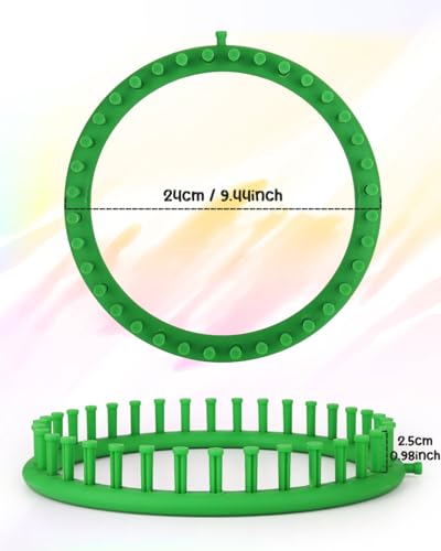 Aeelike 2 PCS Round Knitting Loom for Hat Socks DIY Crafts, 9.4inch | Round Knitting Loom Kit with Removable Pegs, Beginners Knitting Kit for Hats Socks Scarves DIY Crafts, Idel Gift - color: Green-9.4inch, size: 2pcs