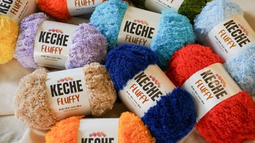 KECHE Fluffy Bulky Yarn – Super Soft Chunky Fuzzy Blanket Weight # 5 Yarn for Knitting Crocheting Crafting 3.5 oz (100 gr) 98 Yds (90 m) - Red - color: Red, size: 1 SKEIN