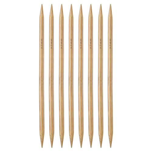 HARFINGTON 8Pcs Bamboo Knitting Needles Double Pointed Size US 13(9mm) Carbonized 10 Inch(25cm) Straight for Handmade Creative DIY Knitting Craft Yarn - size: US 13(9mm)