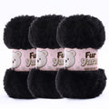 3 Skeins Faux Fur Yarn Soft Fluffy for Crocheting - Chunky Fuzzy Yarn for Crochet Amigurumi, Blankets, Scarves and Sweaters - Each 3.5 oz/100 g, 71 yds/65 m (3, Black) - color: Black