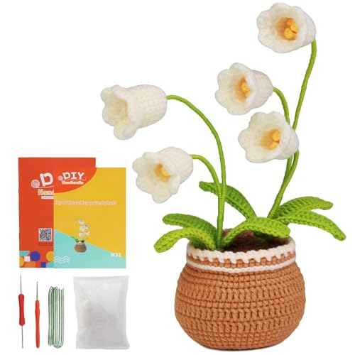 kgxulr Crochet Kit, Bell Orchid Beginners Crochet Kit, Crochet Flowers Kit | Crochet Kit for Beginners Flowers, Beginner Crochet Kit for Adults, Birthday Party, Wedding, Mother's Day or Thanksgiving - color: Bell Orchid