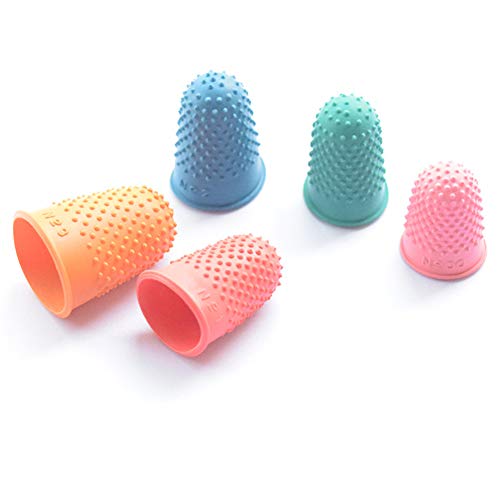 Thimble 5Pcs Craft Finger Tip Sewing Counting Protector Quilter Needlework Cone Rubber(Pink)