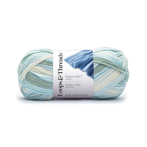 Loops & Threads Glacier Impeccable Pastel Yarn – Medium Weight Yarn for Knitting, Crochet, Weaving, Arts & Crafts, 18 Pack - color: Glacier Multi