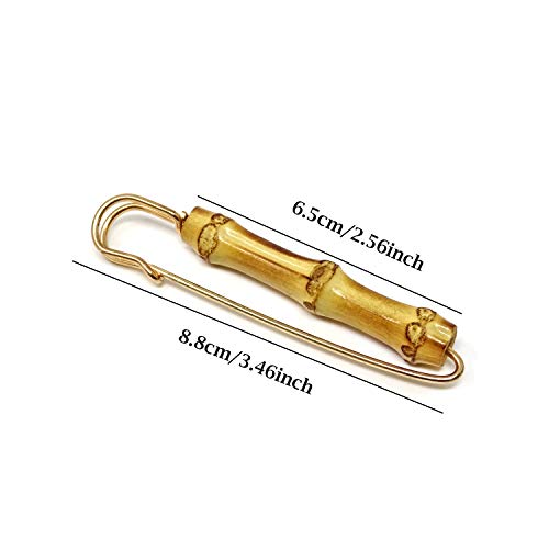Honbay 3PCS Retro Bamboo Brooch Extra Large Safety Pins for Sweaters, Shawls, Collars, Dresses and Most Clothes