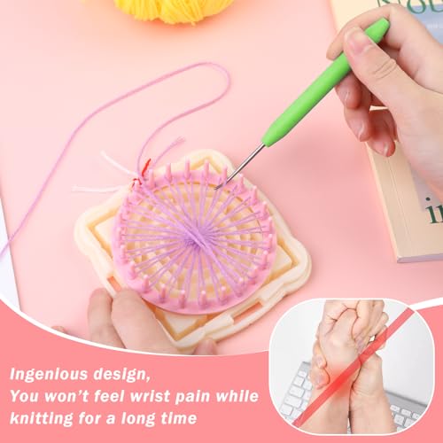 Wonvoc 8 Pcs Green Knitting Loom Hooks, Loom Knit Hook Set | Crochet Needle Hook Kit, with 12 Pcs Colorful Plastic Sewing Needles Looming Needles for Knitting Looms & Boards - color: Green