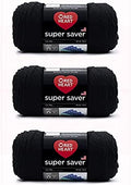 Red Heart Super Saver Yarn for Crocheting & Knitting, Black, 3-Pack - color: Black, size: 3-Pack