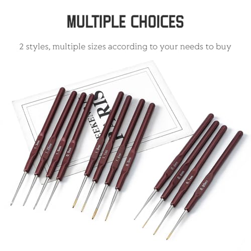 16Pcs Lace Crochet Hooks Set 0.5mm-2.5mm, Ultra Fine Stainless Steel Crochet Hook Needles with Ergonomic Plastic Handle for DIY Sewing Craft