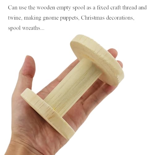 HAHIYO 4Inch/10cm 2PCs Natural Wood Unfinished Wooden Empty Thread Spool Smooth Wire Weaving Bobbin Textile Bobbin Rotatable Spool for Crafts DIY Art Education - color: Wood Color, size: 4Inch-2P