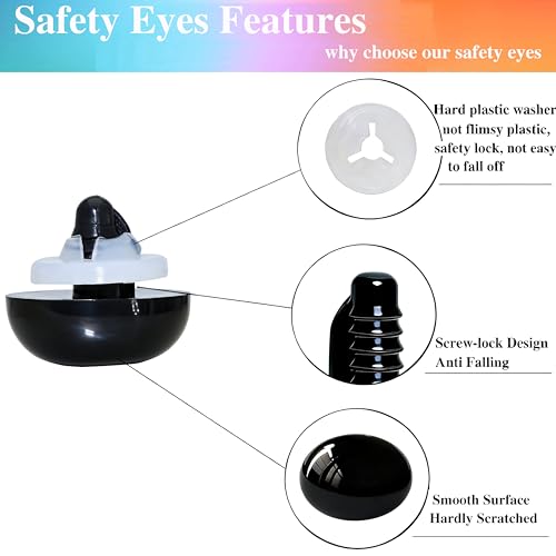 BESTCYC 60pcs 20*26mm Black Safety Noses and Washers for Amigurumi,Oval Craft Nose Stuffed Animal Safety Eyes Nose for Crocheting Plush Animals Amigurumi Handmade Lovers Doll Makers DIY Making Supplie - size: 20*25mm