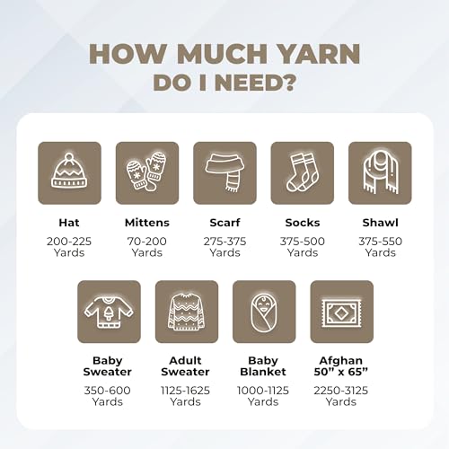 Mary Maxim Maximum Value Acrylic Yarn for Crocheting and Knitting, Soft Worsted Weight Yarn 4, Ideal for Blankets, Sweaters, Hats, and Scarves, 8 oz Skein (474 Yds), Cottonwood - color: Cottonwood