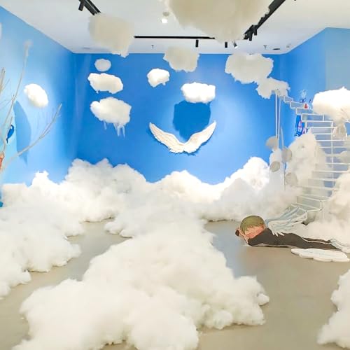 BUTUZE Polyester Fiber, Clouds for Room Ceiling, Cotton Clouds, 200g/7oz | Fiberfill Stuffing for Craft, High Resilience Crochet Stuffing, Stuffing for Stuffed Animals, Cotton Batting, Recyclable - size: 200g