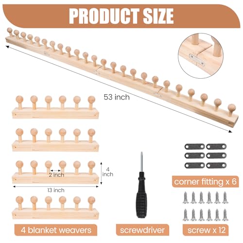 52” Chunky Blanket Loom for Beginners – Wooden Round Chunky Knitting Loom with Anti-Slip Pegs, Pine Wood DIY Weaving Kit for Stress Relief, Parent-Child Craft, Gift Making & Elderly Hand training