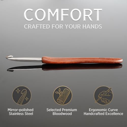 SEVENSUN Mimosa Crochet Hooks Set 5 Pack of 0.8mm 1.0mm 1.4mm 1.6mm 1.8mm Crochet Hook, Hand Polished Ergonomic Crochet Hooks, Stainless Steel Crochet Hook, Crochet Needle Set - size: Set 5 Pack of 0.8, 1.0, 1.4, 1.6, 1.8mm
