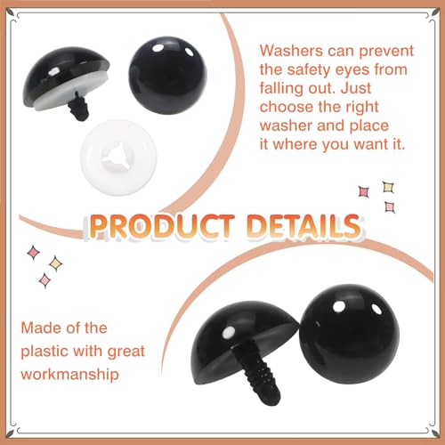 TOAOB 8pcs 30mm Large Safety Eyes for Amigurumis Black Plastic Crafts Doll Eye with Washers for DIY Crochet Stuffed Animals Doll Making Supplies - color: Black, size: 30mm