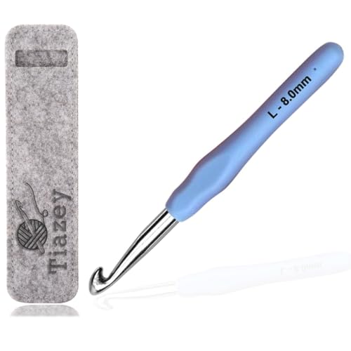 8mm Crochet Hook, Ergonomic Handle Arthritic Crochet Hook,Smooth Extra Long Knitting Needles for Beginner Crocheting Yarn (8 mm) - size: Size L/8.0mm