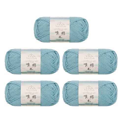 Susan's Family Combed Cotton 4 ply Yarn 5x50g-5Packs-17#Marine Blue | 5skein pack balance 60cotton40acrylic blend Fingering Yarn Soft breathable durable crochet and knit baby blanket cardigan toy - color: 17#Marine Blue