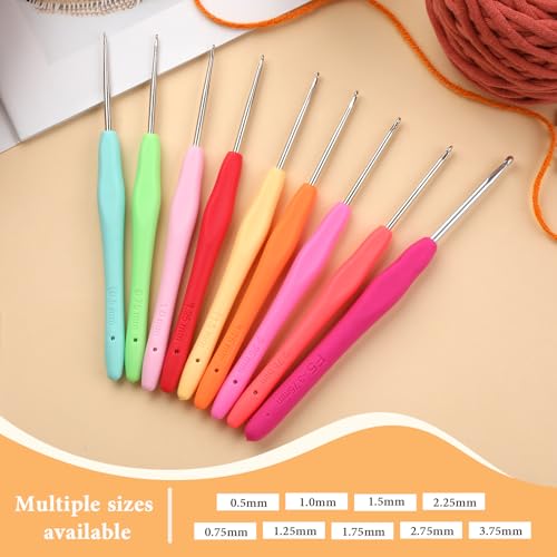 SHWAKK Crochet Hook, 3.75 mm Ergonomic Crochet Hook for Arthritic Hands | Crochet Needles, Knitting Needles with Soft Handle Beginners and Experienced Hobbyists (3.75 mm) - size: 3.75mm
