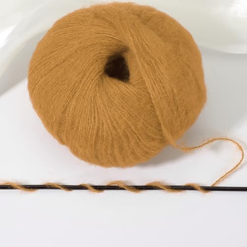 PATIKIL 2 Skeins Mohair Yarn, Soft Yarn Faux Mohair Fuzzy Fur Fine Fluffy Yarns Thin for Crocheting Knitting Sweater Scarf Hat Crafts Blanket Rug, Brown - color: Brown