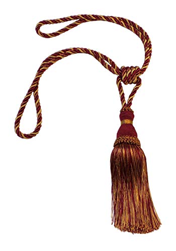 DÉCOPRO Noblesse Collection Elegant Curtain & Drapery Tassel Tieback Tassel Length 8" (20cm) 30" Spread (76cm) # TBH8 Burgundy Gold Red #1253 (Carmine Red Yellow Gold) Set of 4 - color: Burgundy Gold Red #1253 (Carmine Red, Yellow Gold, Dark Red), size: S