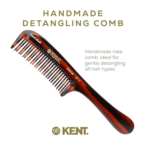 Kent 21T Large Detangling Comb, Double Wide Tooth for Curly Wavy Hair, Detangler Comb for Wet and Dry Hair, Saw-Cut and Hand Polished Made in England - color: Tortoiseshell, size: 6 Pack