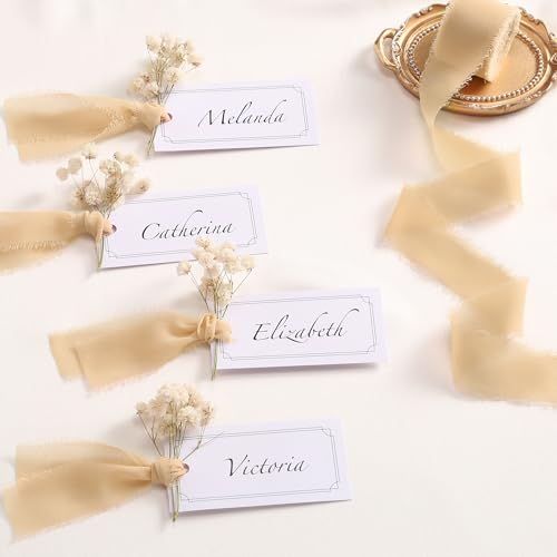 DORIS HOME Handmade Frayed Fringe Chiffon Ribbon 1" x 21Yd Nude & Ivory | Fabric Ribbon, For Flower Bouquet/Gift Wrapping/Wedding Invitations/Party Decorations - color: Nude and Ivory