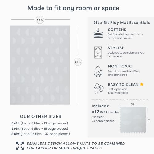 Little Landings Baby Play Mat for Floor - Aura Pearl (6x8ft) - Interlocking EVA Foam Play Mat Tiles for Babies & Toddlers, Non-Toxic Playmat for Tummy Time, Crawling & Playroom - Rug-Look Design - color: Aura - Pearl, size: 6x8 ft