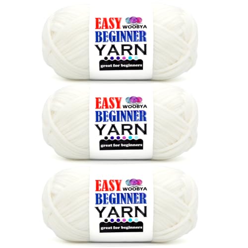 3 Pack White Beginners Crochet Yarn for Crocheting and Knitting with Easy to See Stitches Cotton Nylon Blend Easy Yarn for Beginner Crochet Kit(3 * 50g)-White - color: White, size: 3 Pack
