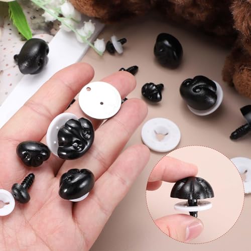 MECCANIXITY Safety Noses Black Plastic Craft Nose with Spacer for DIY Crochet Bears Dog Stuffed Animals Doll Making(29mm 25PCS)
