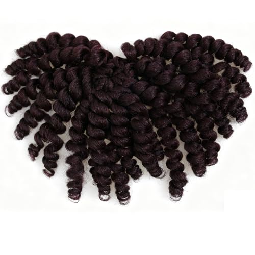 99J Short Jamaican Bounce Crochet Hair 3 Packs 2X Ringlet Wand Curl Crochet Hair 8 Inch Curly Crochet Hair Extensions Burgundy Curly Crochet Braiding Hair 100 Roots - color: 99J, size: 8 Inch (Pack of 3)
