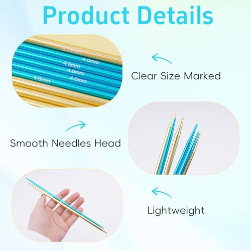 50 Pcs Double Pointed Knitting Needles Set 8 inches,10 Sizes 2.5mm-6mm | Stainless Steel Storage Case 2.5mm 3mm 3.25mm 3.5mm 3.75mm 4.0mm 4.5mm 5mm 5.5mm 6mm