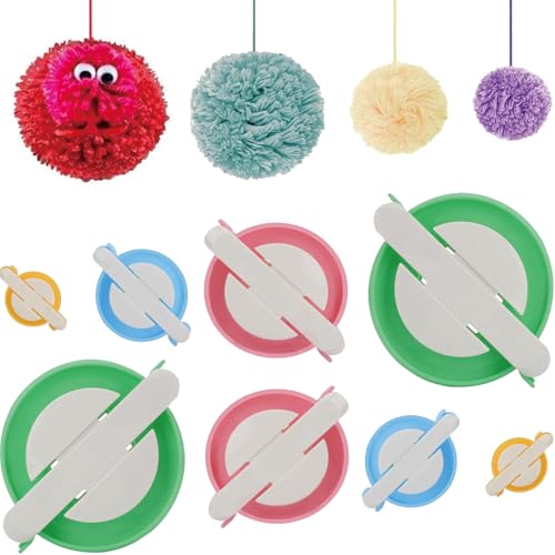 Amoboo Pom Pom Maker, 2 Sets 4 Sizes Fluff Ball Weaver Craft Tool | 4-size fluff ball weaver tool set, ideal for wool knitting and handmade decorative craft creations. - size: 8