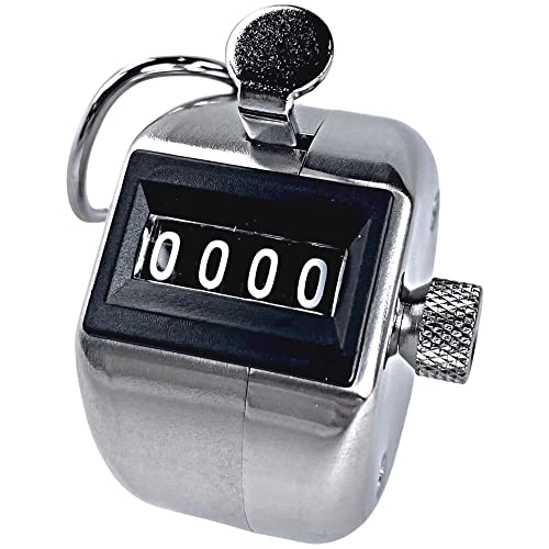 Tally Counter, Professional Grade Stainless Steel H-102 Clicker Counter - Japanese Made 4-Digit Handheld Counter Clicker, Lap Counter, Pitch Counter Clicker, Multi-Use People Counter