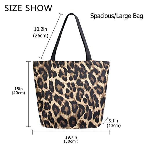 Chic Funny Cute Pattern Big Handle Extra Large Shoulder Tote Bag for Beach Travel Weekender Gym Grocery Shopping - style: Multi-leopard