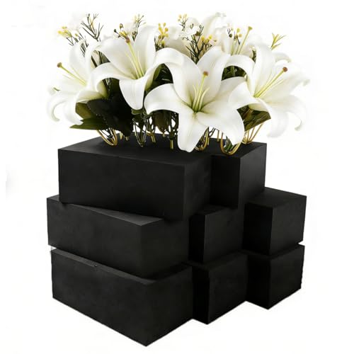 8 Piece Reusable Floral Foam Blocks black, 9 x 3 x 3 Inch, Water Resistant, for Artificial Flower Arrangements, Outdoor Planters, Wedding Decor (8, 9 * 3 * 3) - size: 9*3*3