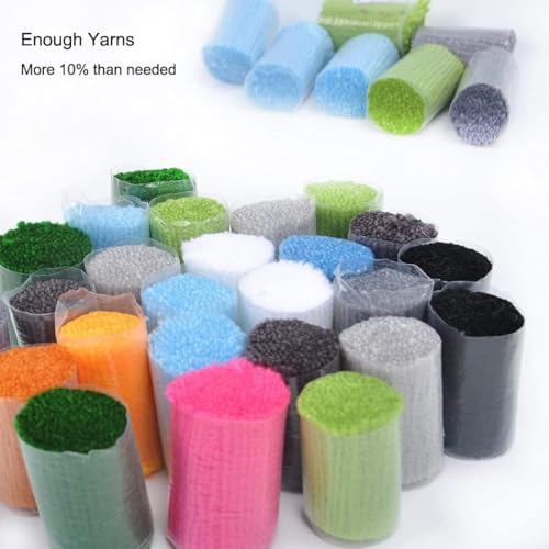 YOOTOM Calf Latch Hook Pillow Kits,Crochet Cushion Making Kits | 17"x17" Pre-printed Latch Hook Kits,All-in-one DIY crochet Pillow Cover Making Crafts for Adult Beginners - color: Calf with flower