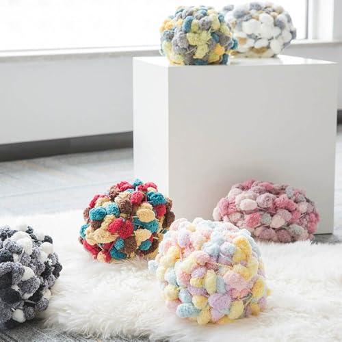 Jelly Bean Pom Bomb Yarn - 150g/Skein Super Bulky Polyester- 4 Balls Pomp-A-Doodle Yarn for Crochet Knitting Handcraft Mat Pet Nest 600g (4, Van Gogh) - color: Van Gogh