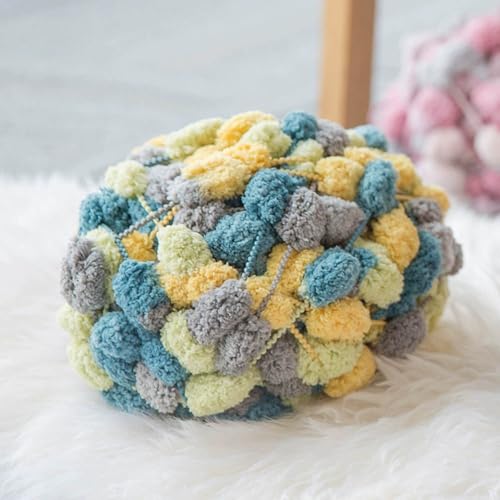 Jelly Bean Pom Bomb Yarn - 150g/Skein Super Bulky Polyester- 4 Balls Pomp-A-Doodle Yarn for Crochet Knitting Handcraft Mat Pet Nest 600g (4, Retro) - color: Retro