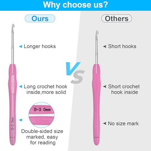 Crochet Hooks 9 Sizes Crochet Hook Set, 49 Pack Yarn Crochet Kit for Beginners, Knitting Needles with Ergonomic Handles for Arthritic Hands, Crochet Needle Kit with Blue Case for Crocheters - size: 9 Pack