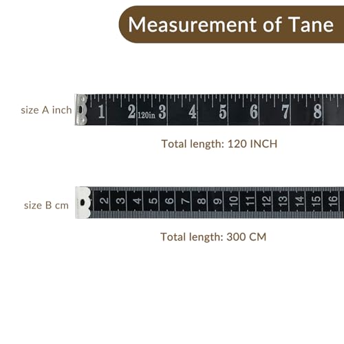 GDMINLO 2 Pack Sewing Tape Measure120Inch/300cmDouble-Scale Soft Tape Measuring Body Weight Loss Medical Body Measurement Sewing Tailor Cloth Ruler Dressmaker Flexible Ruler Tape Measure (Black)
