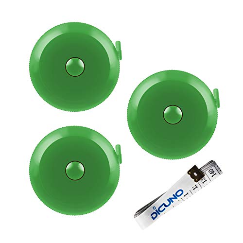 DiCUNO 3-Pack Soft Retractable Measuring Tape, 60-Inch 1.5 Meter, Green | Measuring Tape for Pocket, Body Tailor Sewing Craft Cloth, Medical Nursing, Tape Measure - color: Green*3pcs