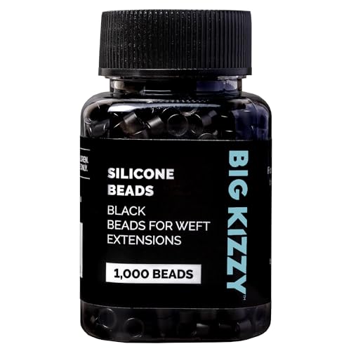 Big Kizzy Silicone Lined Microlink Beads 1000pcs 5.0mm (Black) | for Invisible Application of Weft Hair Extensions - color: Black, size: 1000 beads