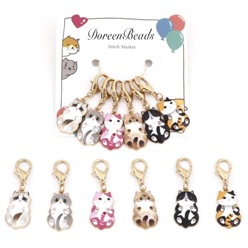 DoreenBeads Stitch Markers for Crocheting and Knitting | Alloy Enamel Crochet Marker Crochet Gifts for Knitting Weaving Sewing Accessories Quilting Jewelry Making - color: Cat's Belly