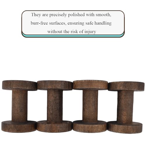 HAHIYO 2.36Inch/6cm 4PCs Vintage Coffee Color Wood Spool Retro Unfinished Wooden Thread Spools for Textile Wire Weaving Ribbon Crafts DIY Art Education Smooth Rotatable Bobbins - color: Retro Coffee Color, size: 2.36Inch-4P