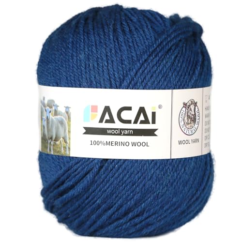 Facai Merino Wool Yarn Sock Yarn - 100% Pure Merino Wool Roving for Knitting, 1-Ball Set, 3.5oz (240 Yards), Worsted Weight (1, Royal Blue) - color: Royal Blue