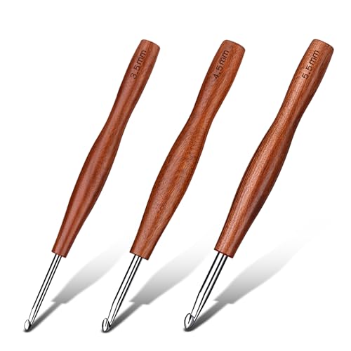 Nitlak 3.5/4.5/5.5mm Crochet Hook Set, Aluminum Ergonomic Crochet Needles | 3 Pcs Aluminum Ergonomic Crochet Hooks Kit for Arthritic Hands, Crochet Kit for Beginners Knitting Sweaters, Blankets - size: 3 Size-3.5mm/4.5mm/5.5mm