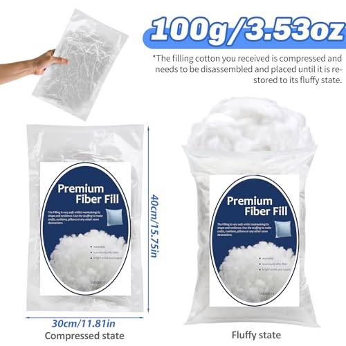 Bupete 3.5oz/100g Polyfill Stuffing, Stuffings for Stuffed Animals | (1.8oz~4.18lb) Stuffing for Crochet Animals, Crochet Stuffing, Fiber Filling Stuffings for Stuffed Animals - color: White 3.5oz