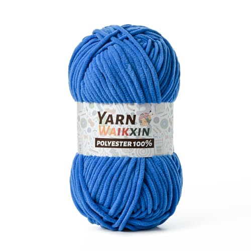 Soft Chenille Yarn for Crocheting, Fluffy Chunky Crochet Yarn for Baby Blanket, (1.76oz/65.6yds) Fuzzy Velvet Yarn for Amigurumi&DIY Puzzle、Crafts、Scarf(Blue) - color: Blue