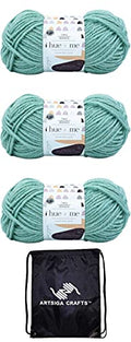 Lion Brand Yarn Hue & Me 617-172 Sea Glass | 3 Skeins, Same Dye Lot, Project Bag, CYC #5 Bulky-Chunky, 80% Acrylic-20% Wool, Ideal for Crochet, Knitting Chunky Blankets - color: 617-172-Sea Glass